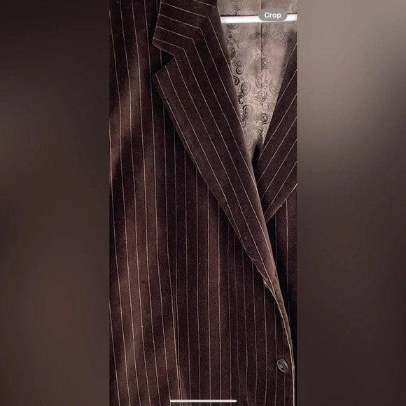 EJ Samuel Men's Brown Velvet Pinstripe Blazer 48R - Picture 3 of 8